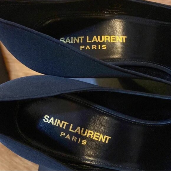 Saint Laurent Paris Women's Black Satin Courts Heels NEW - Picture 4 of 10